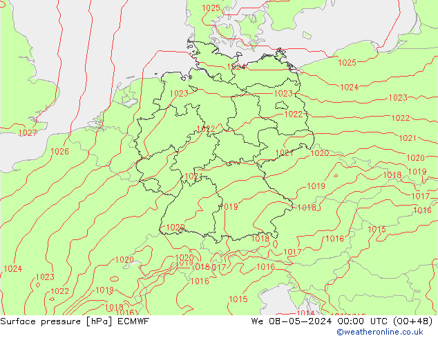 Pressione al suolo ECMWF mer 08.05.2024 00 UTC