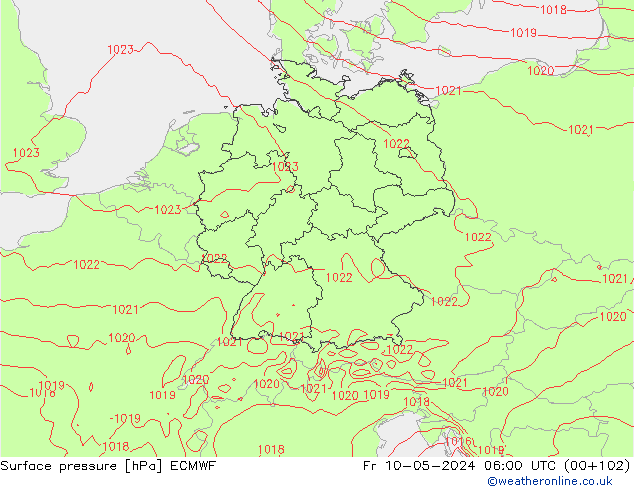 Yer basıncı ECMWF Cu 10.05.2024 06 UTC