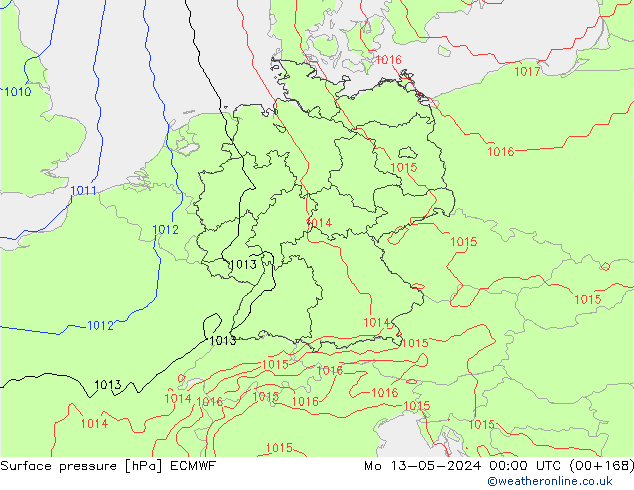 Surface pressure ECMWF Mo 13.05.2024 00 UTC