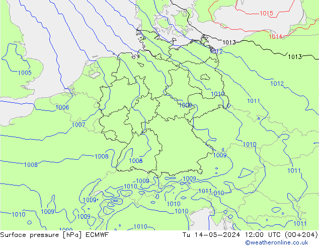 Presión superficial ECMWF mar 14.05.2024 12 UTC