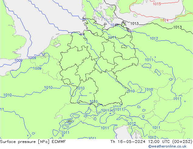 приземное давление ECMWF чт 16.05.2024 12 UTC