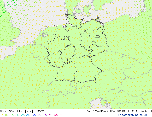 Wind 925 hPa ECMWF Su 12.05.2024 06 UTC