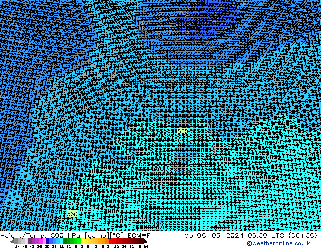 Height/Temp. 500 hPa ECMWF Mo 06.05.2024 06 UTC