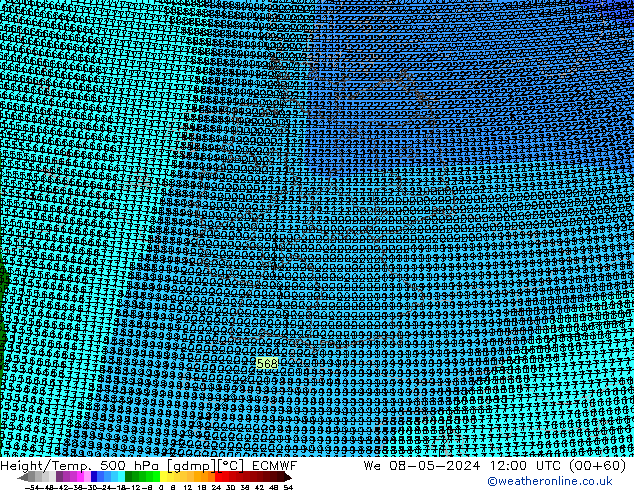 Géop./Temp. 500 hPa ECMWF mer 08.05.2024 12 UTC