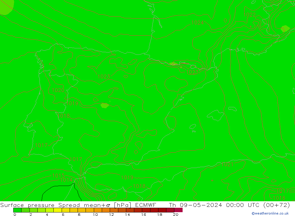 pression de l'air Spread ECMWF jeu 09.05.2024 00 UTC