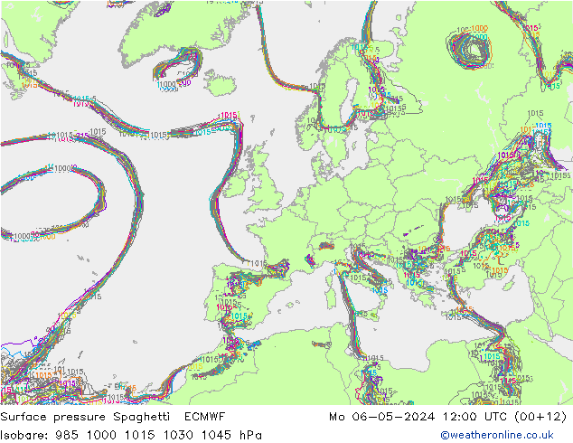 Bodendruck Spaghetti ECMWF Mo 06.05.2024 12 UTC