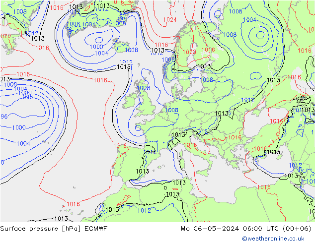 Presión superficial ECMWF lun 06.05.2024 06 UTC