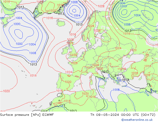 pressão do solo ECMWF Qui 09.05.2024 00 UTC
