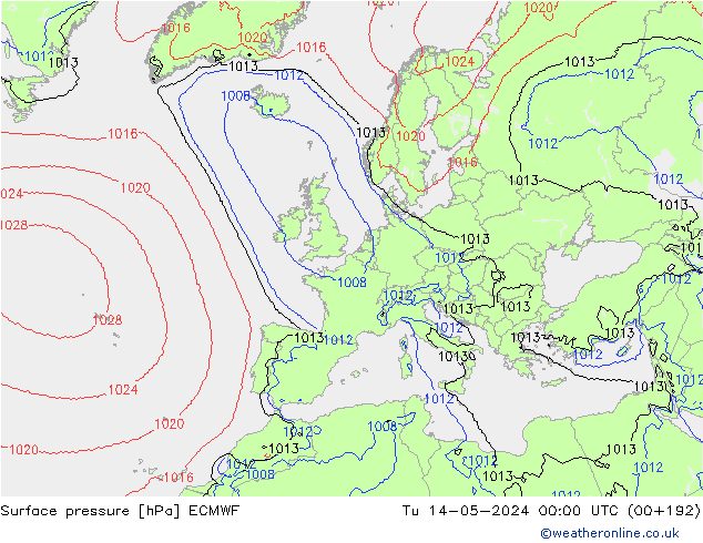 pressão do solo ECMWF Ter 14.05.2024 00 UTC