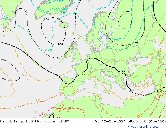 Height/Temp. 850 hPa ECMWF nie. 12.05.2024 06 UTC