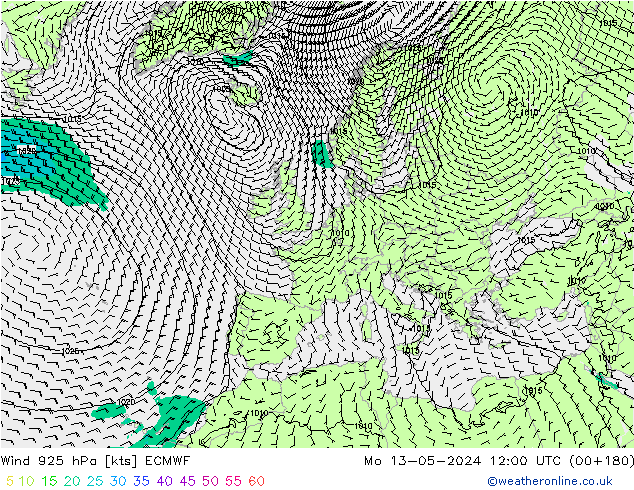 Wind 925 hPa ECMWF Mo 13.05.2024 12 UTC