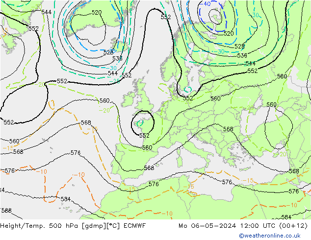 Height/Temp. 500 hPa ECMWF lun 06.05.2024 12 UTC