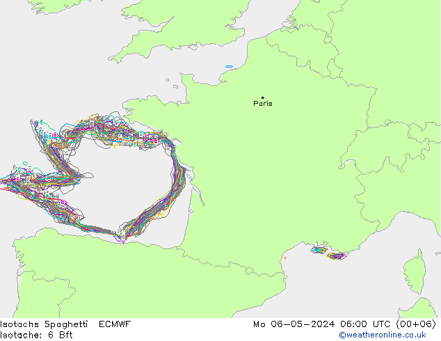 Isotaca Spaghetti ECMWF lun 06.05.2024 06 UTC