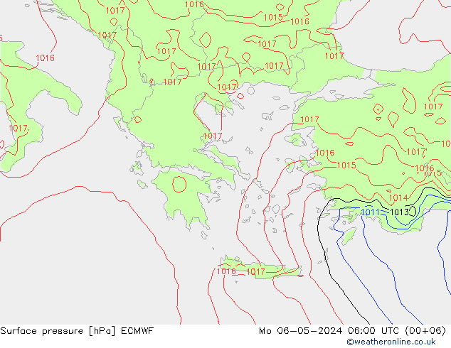 Atmosférický tlak ECMWF Po 06.05.2024 06 UTC