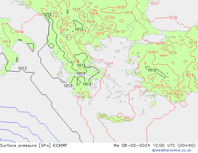 Pressione al suolo ECMWF mer 08.05.2024 12 UTC