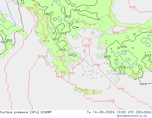 Surface pressure ECMWF Tu 14.05.2024 12 UTC