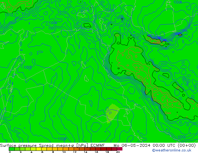 Pressione al suolo Spread ECMWF lun 06.05.2024 00 UTC