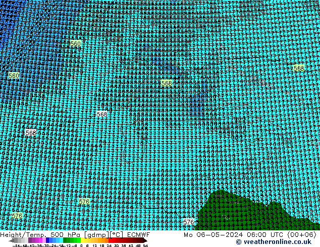 Height/Temp. 500 hPa ECMWF Mo 06.05.2024 06 UTC