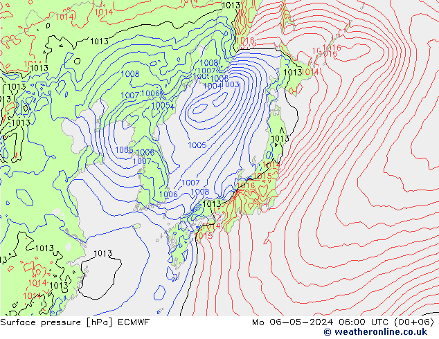 Surface pressure ECMWF Mo 06.05.2024 06 UTC