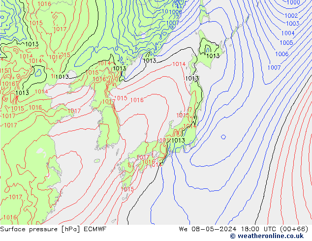 Yer basıncı ECMWF Çar 08.05.2024 18 UTC