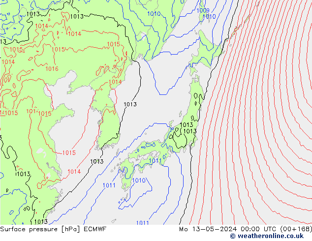 Luchtdruk (Grond) ECMWF ma 13.05.2024 00 UTC