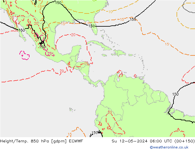 Hoogte/Temp. 850 hPa ECMWF zo 12.05.2024 06 UTC