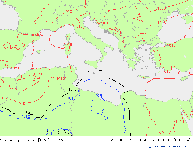 приземное давление ECMWF ср 08.05.2024 06 UTC