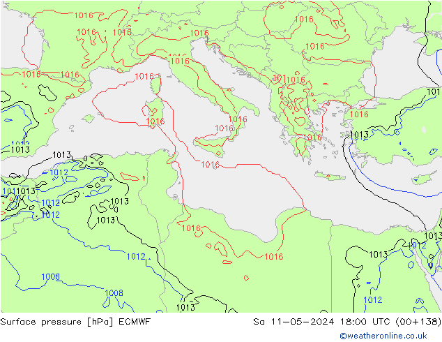 Atmosférický tlak ECMWF So 11.05.2024 18 UTC