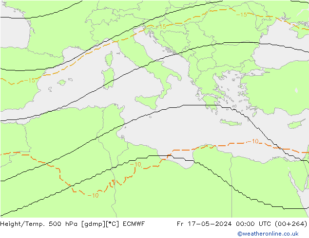 Geop./Temp. 500 hPa ECMWF vie 17.05.2024 00 UTC