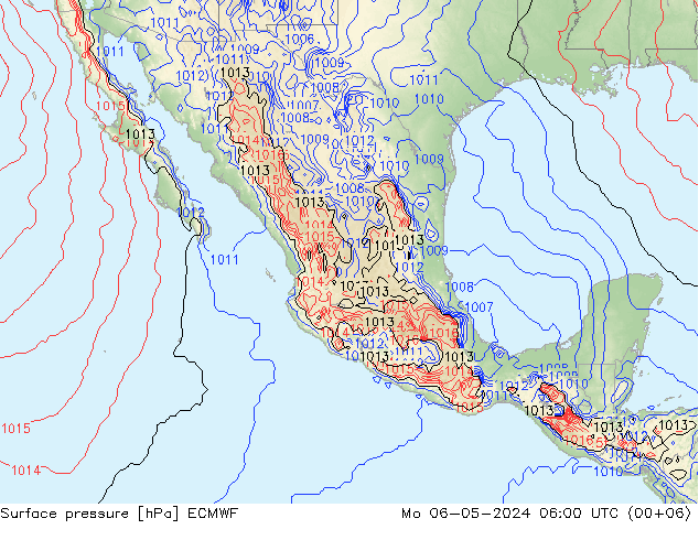 Presión superficial ECMWF lun 06.05.2024 06 UTC