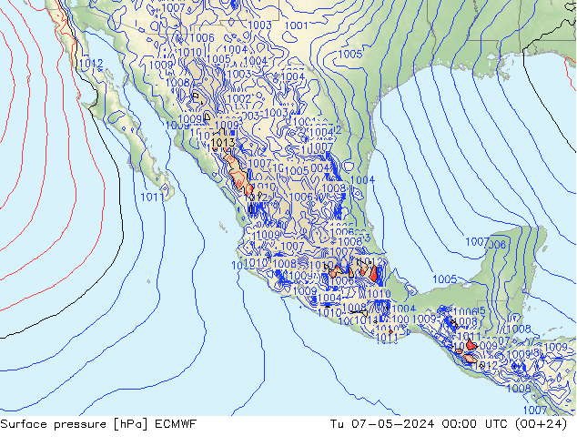 Presión superficial ECMWF mar 07.05.2024 00 UTC