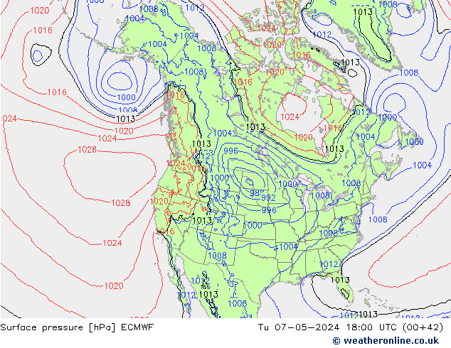 Bodendruck ECMWF Di 07.05.2024 18 UTC