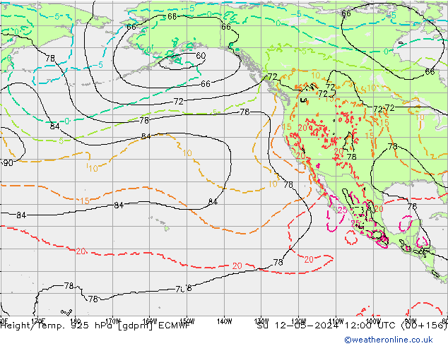 Height/Temp. 925 hPa ECMWF Su 12.05.2024 12 UTC