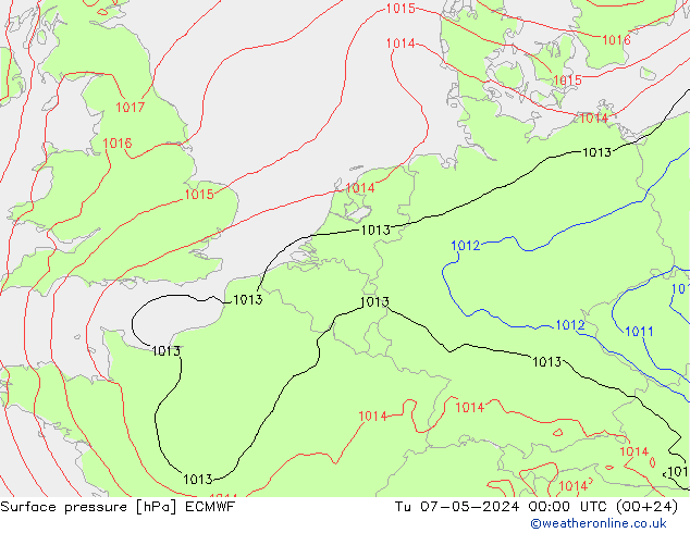 Surface pressure ECMWF Tu 07.05.2024 00 UTC