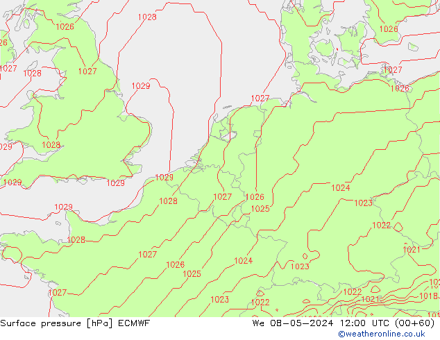 Pressione al suolo ECMWF mer 08.05.2024 12 UTC