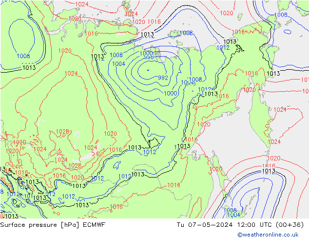 Yer basıncı ECMWF Sa 07.05.2024 12 UTC