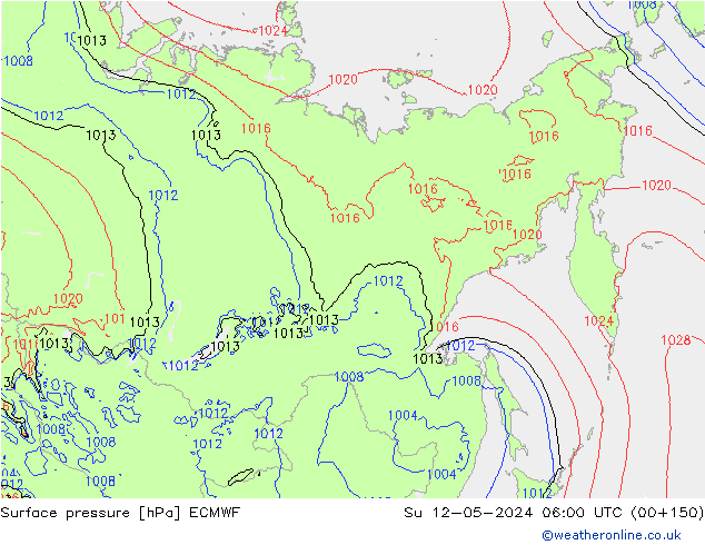 Surface pressure ECMWF Su 12.05.2024 06 UTC