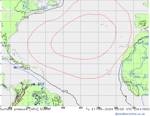 pressão do solo ECMWF Ter 21.05.2024 00 UTC