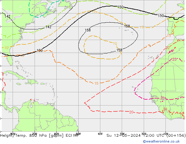 Yükseklik/Sıc. 850 hPa ECMWF Paz 12.05.2024 12 UTC