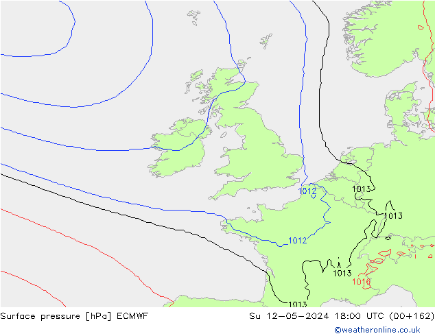 Luchtdruk (Grond) ECMWF zo 12.05.2024 18 UTC