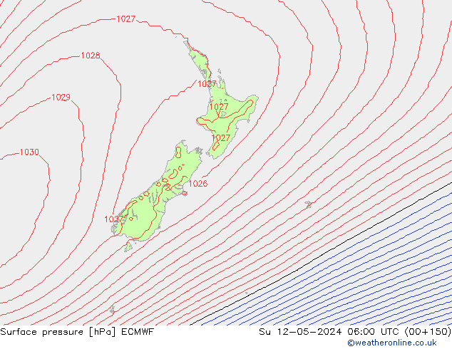 Pressione al suolo ECMWF dom 12.05.2024 06 UTC