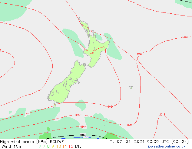 High wind areas ECMWF Tu 07.05.2024 00 UTC