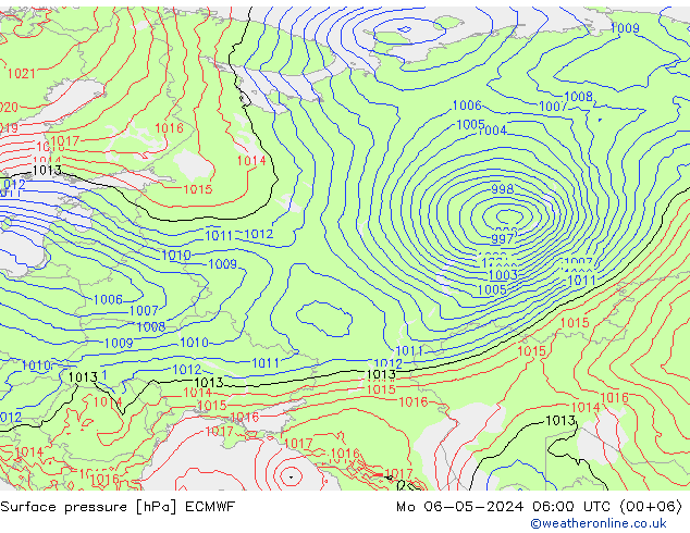 Surface pressure ECMWF Mo 06.05.2024 06 UTC