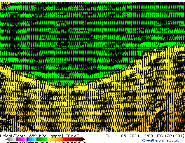 Height/Temp. 850 hPa ECMWF wto. 14.05.2024 12 UTC