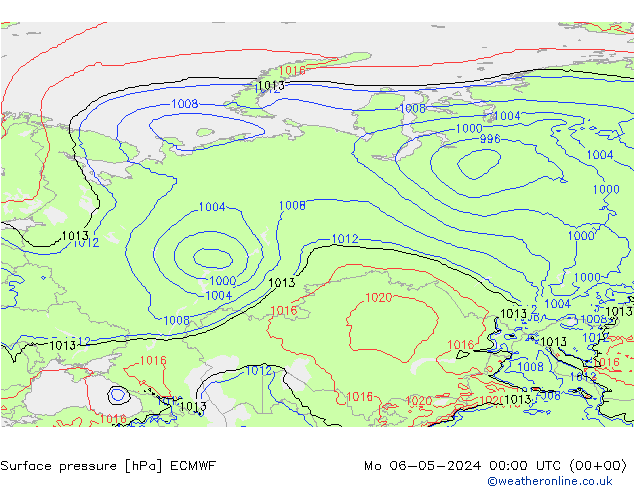 Presión superficial ECMWF lun 06.05.2024 00 UTC