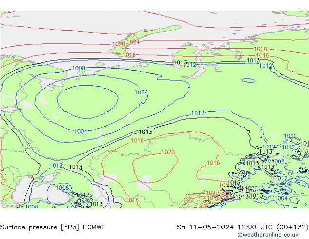 Surface pressure ECMWF Sa 11.05.2024 12 UTC