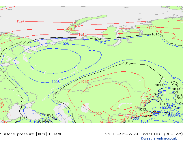 Pressione al suolo ECMWF sab 11.05.2024 18 UTC