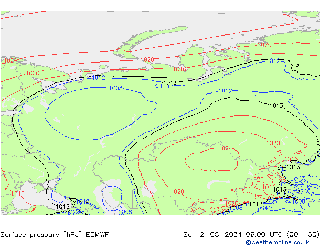 Surface pressure ECMWF Su 12.05.2024 06 UTC