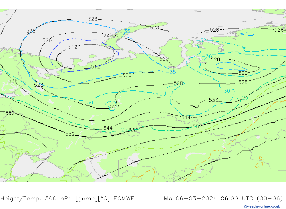Height/Temp. 500 hPa ECMWF Po 06.05.2024 06 UTC