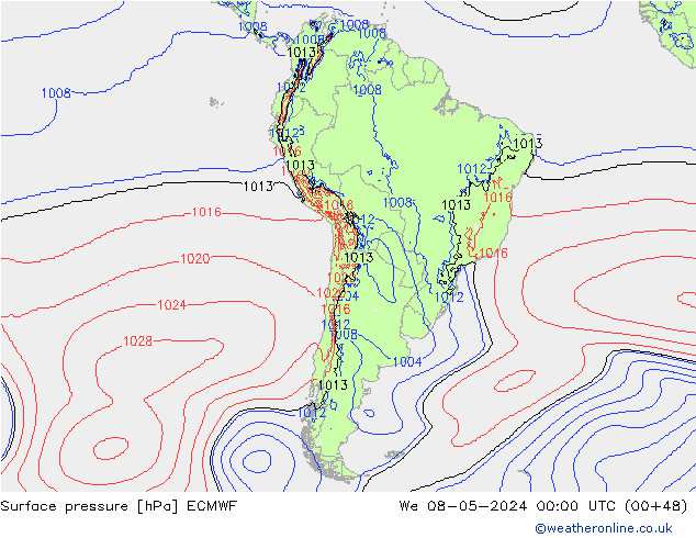 pression de l'air ECMWF mer 08.05.2024 00 UTC